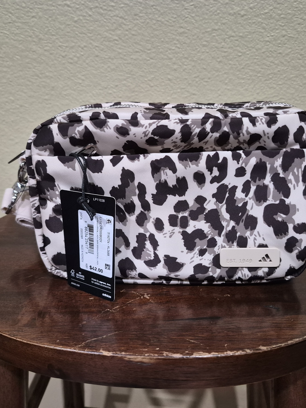 Adidas Women's Cream Leopard Print Crossbody Bag